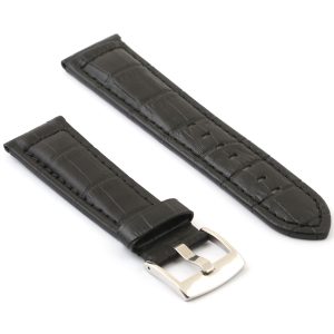 Black leather watch strap 24mm