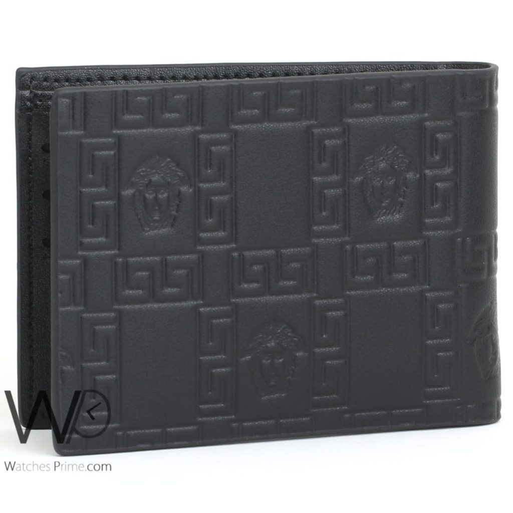 Versace black leather wallet for men | Watches Prime