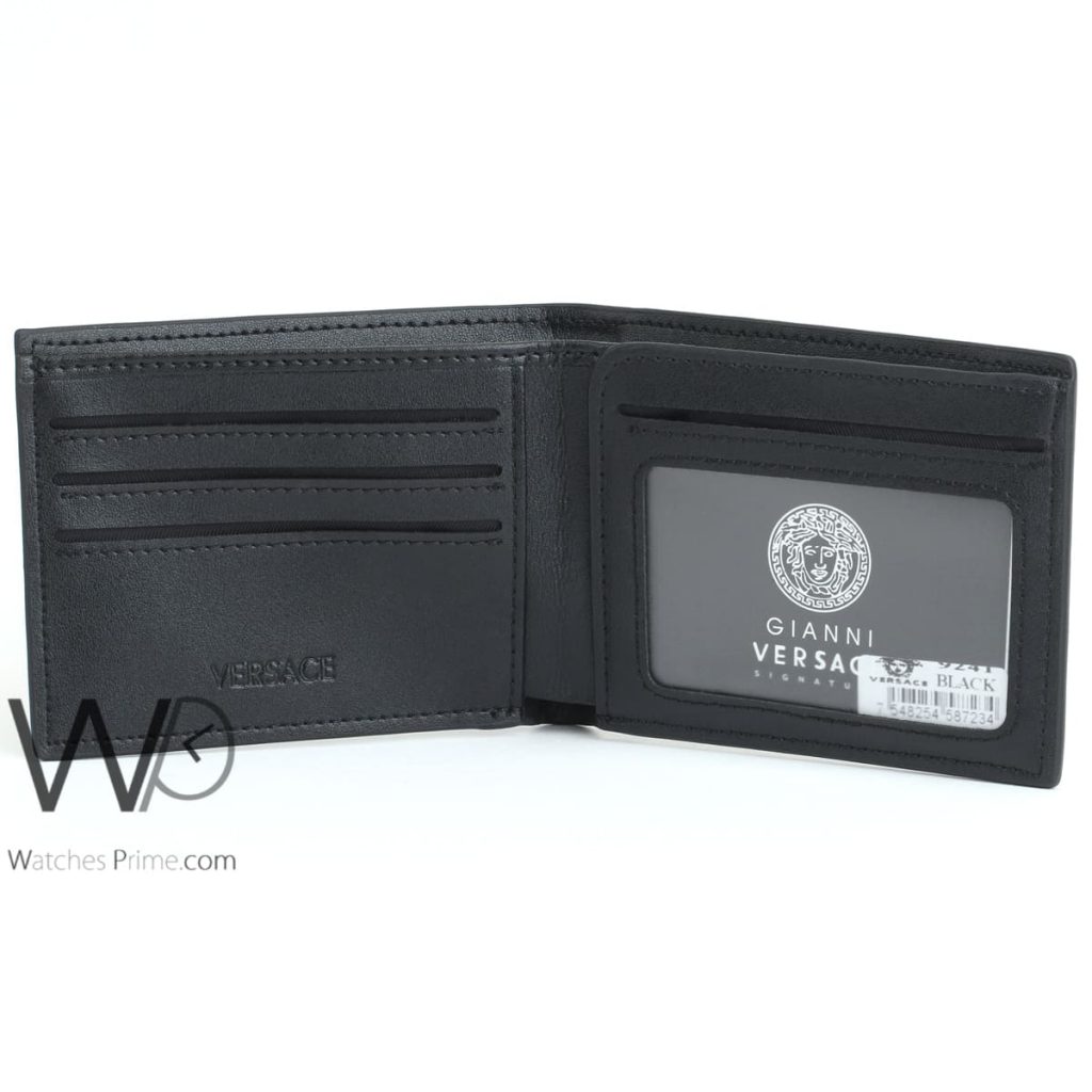 Versace black leather wallet for men | Watches Prime