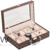 12 Grids Watch Storage Box Brown Leather | Watches Prime