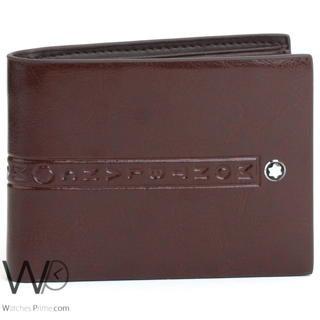 Mont blanc leather wallet for men brown | Watches Prime