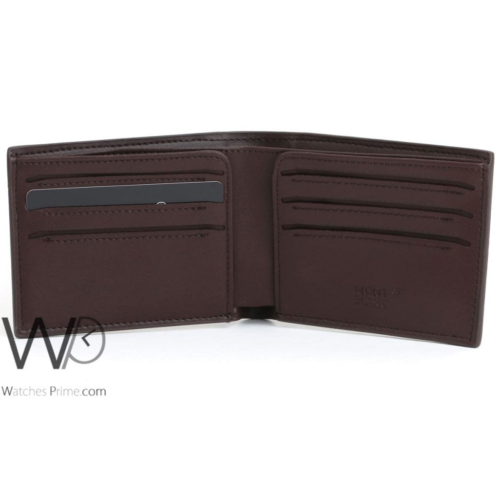 Mont blanc leather wallet for men brown | Watches Prime