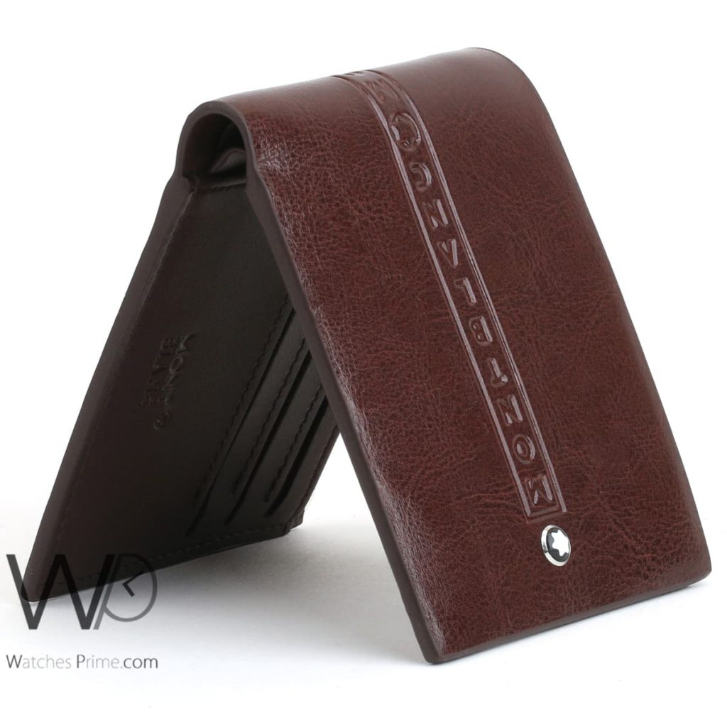 Mont blanc leather wallet for men brown | Watches Prime