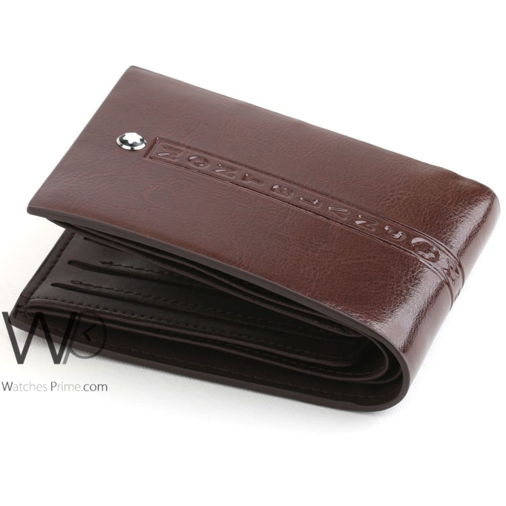 Mont blanc leather wallet for men brown | Watches Prime