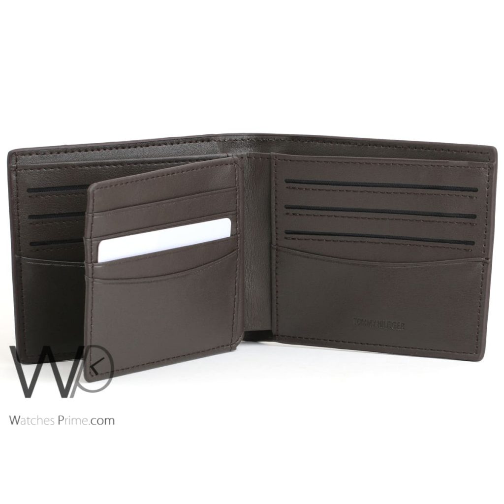 Tommy Hilfiger brown leather wallet for men | Watches Prime