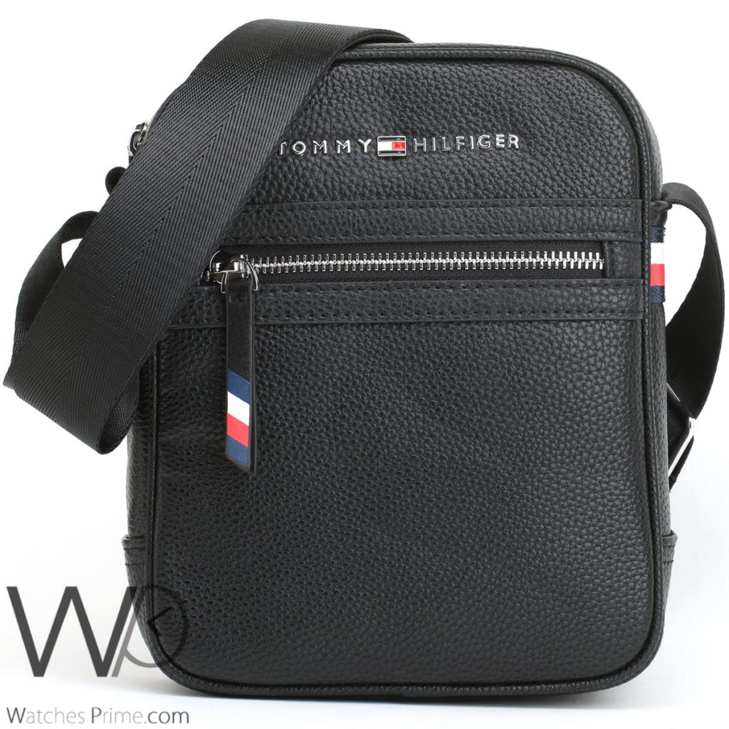 Tommy Hilfiger leather black Messenger Bag | Watches Prime