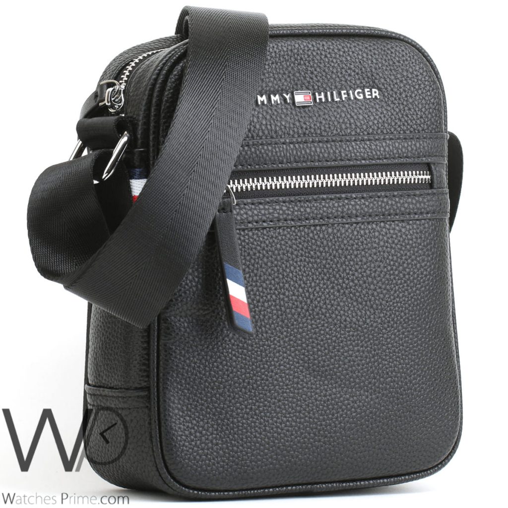 Tommy Hilfiger leather black Messenger Bag | Watches Prime
