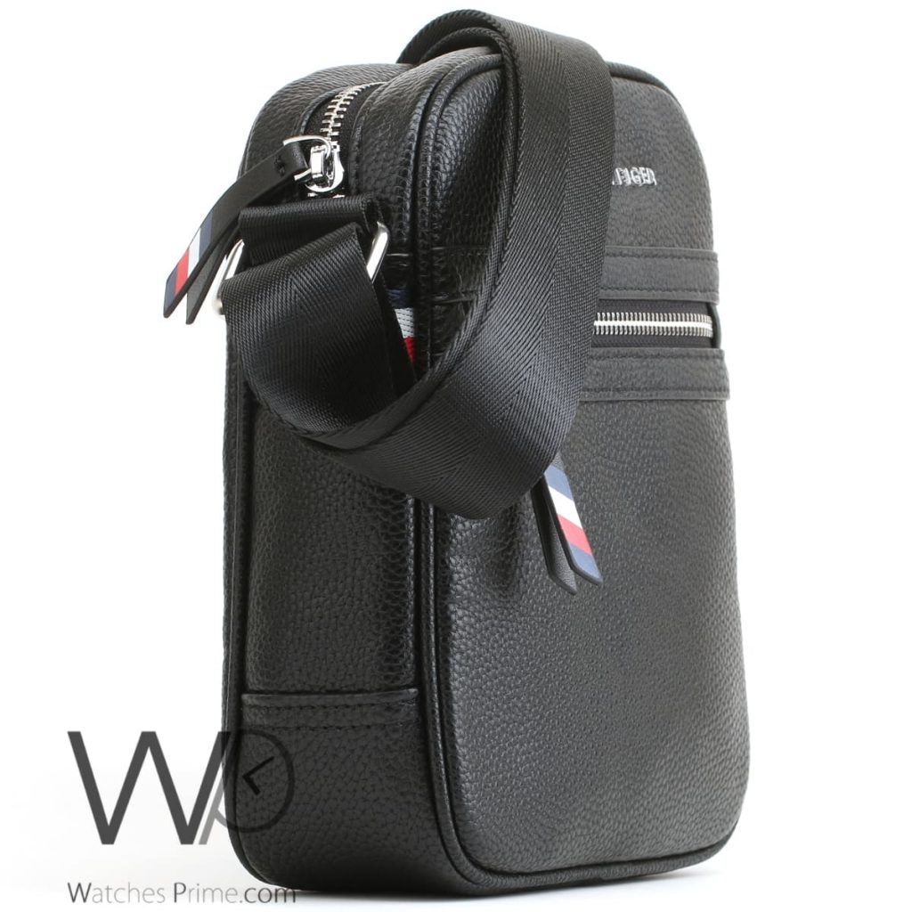 Tommy Hilfiger leather black Messenger Bag | Watches Prime
