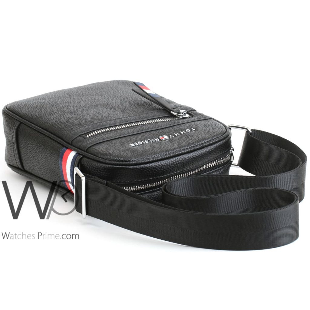 Tommy Hilfiger leather black Messenger Bag | Watches Prime