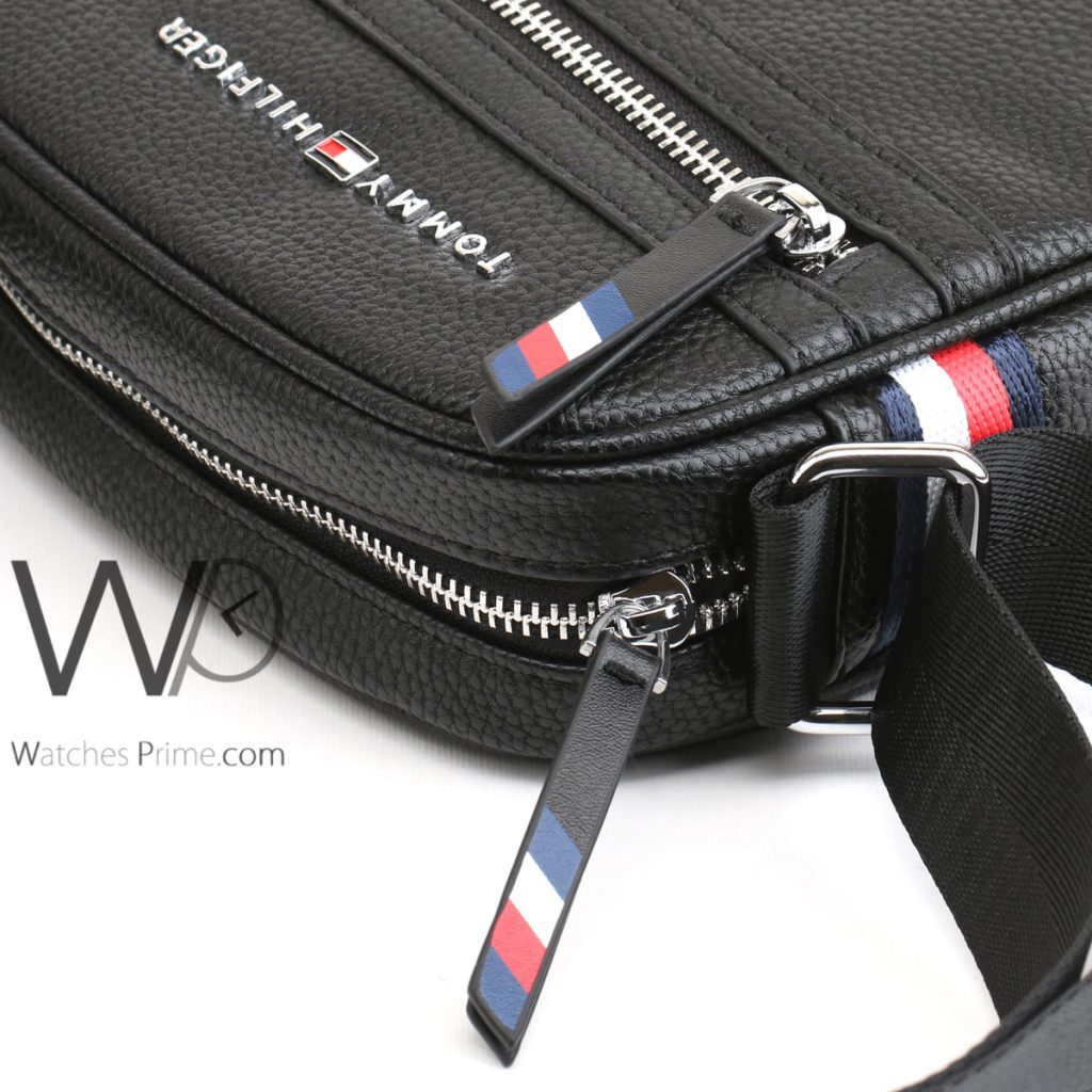 Tommy Hilfiger leather black Messenger Bag | Watches Prime