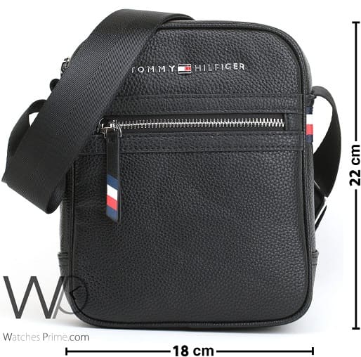 Tommy Hilfiger leather black Messenger Bag | Watches Prime