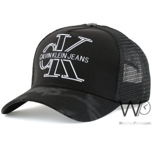 Black camouflaged calvin klein ck mesh baseball cap men