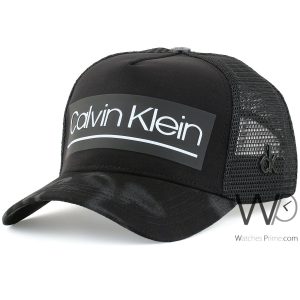Black camouflaged calvin klein ck mesh baseball men cap