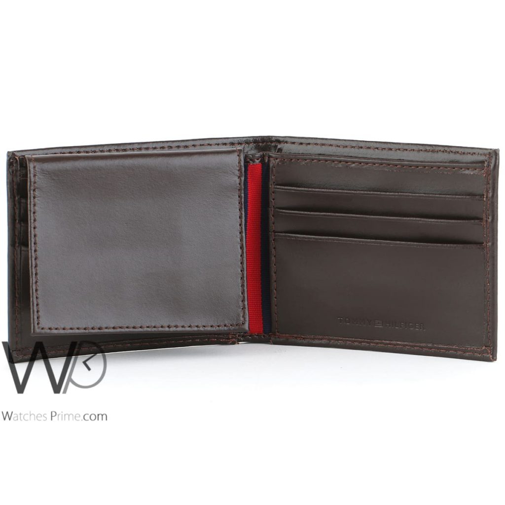 Tommy Hilfiger brown leather wallet for men | Watches Prime
