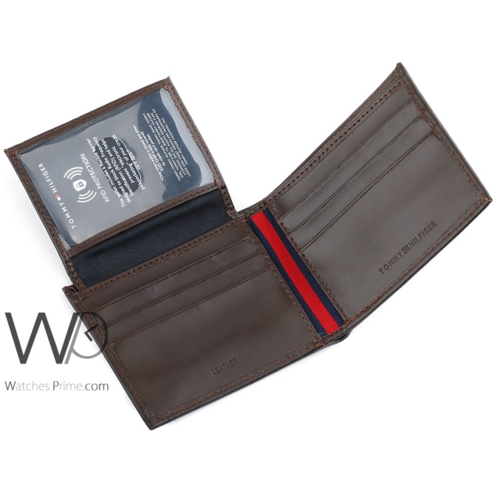 Tommy Hilfiger brown leather wallet for men | Watches Prime