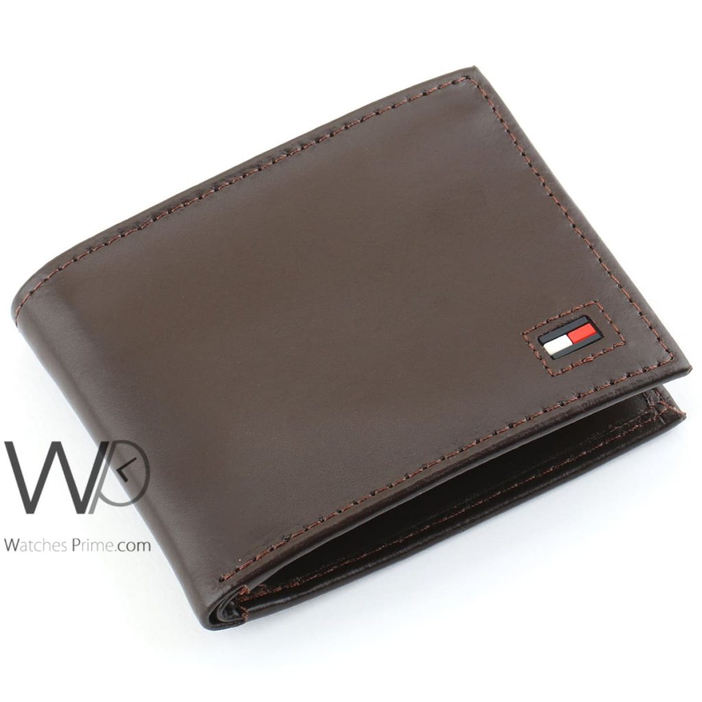 Tommy Hilfiger brown leather wallet for men | Watches Prime