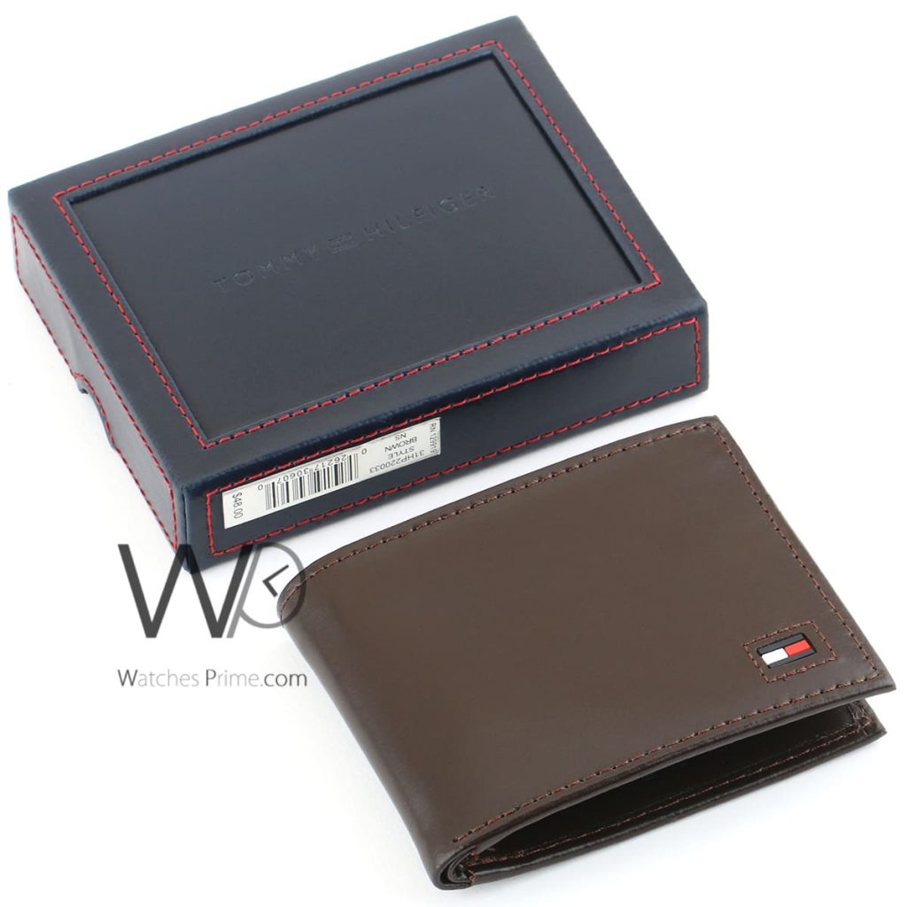 Tommy Hilfiger brown leather wallet for men | Watches Prime