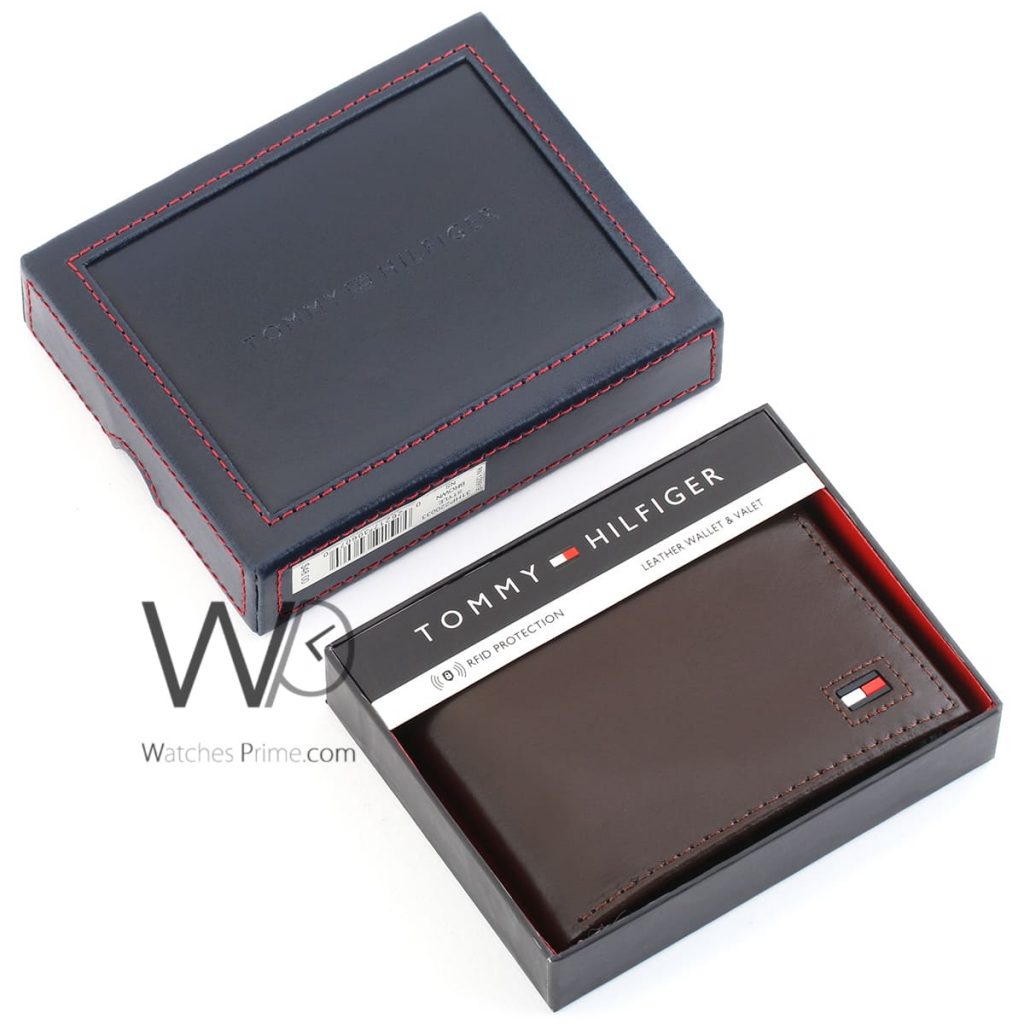 Tommy Hilfiger brown leather wallet for men | Watches Prime