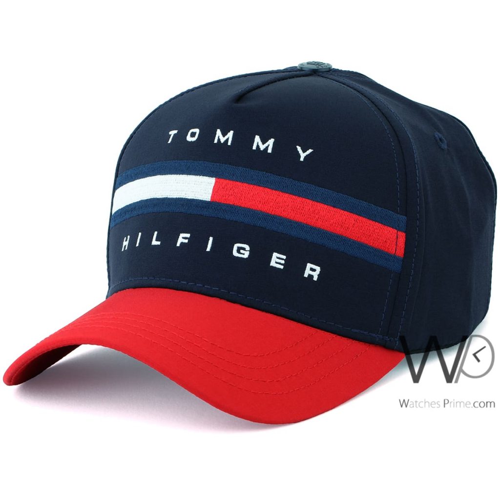 Tommy Hilfiger navy blue red baseball cap men | Watches Prime