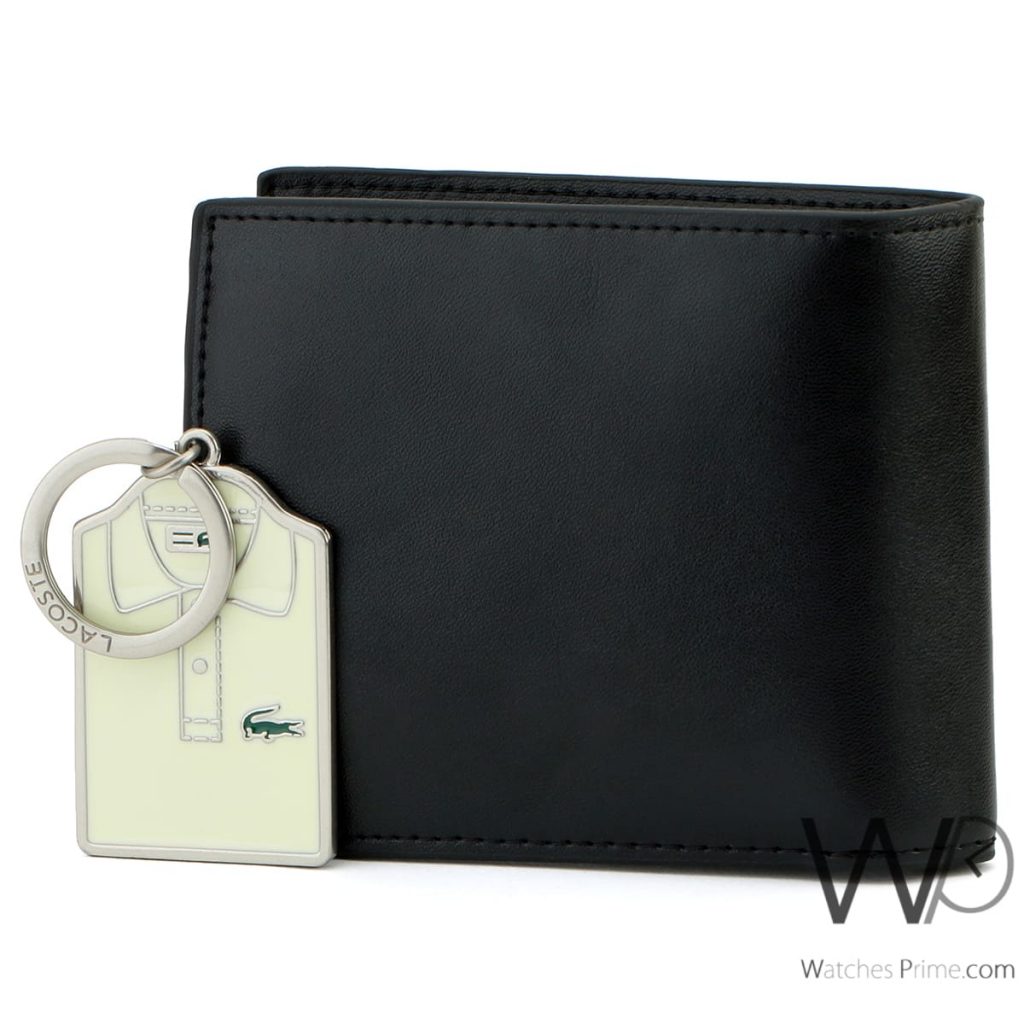 Lacoste black wallet and keychain for men | Watches Prime