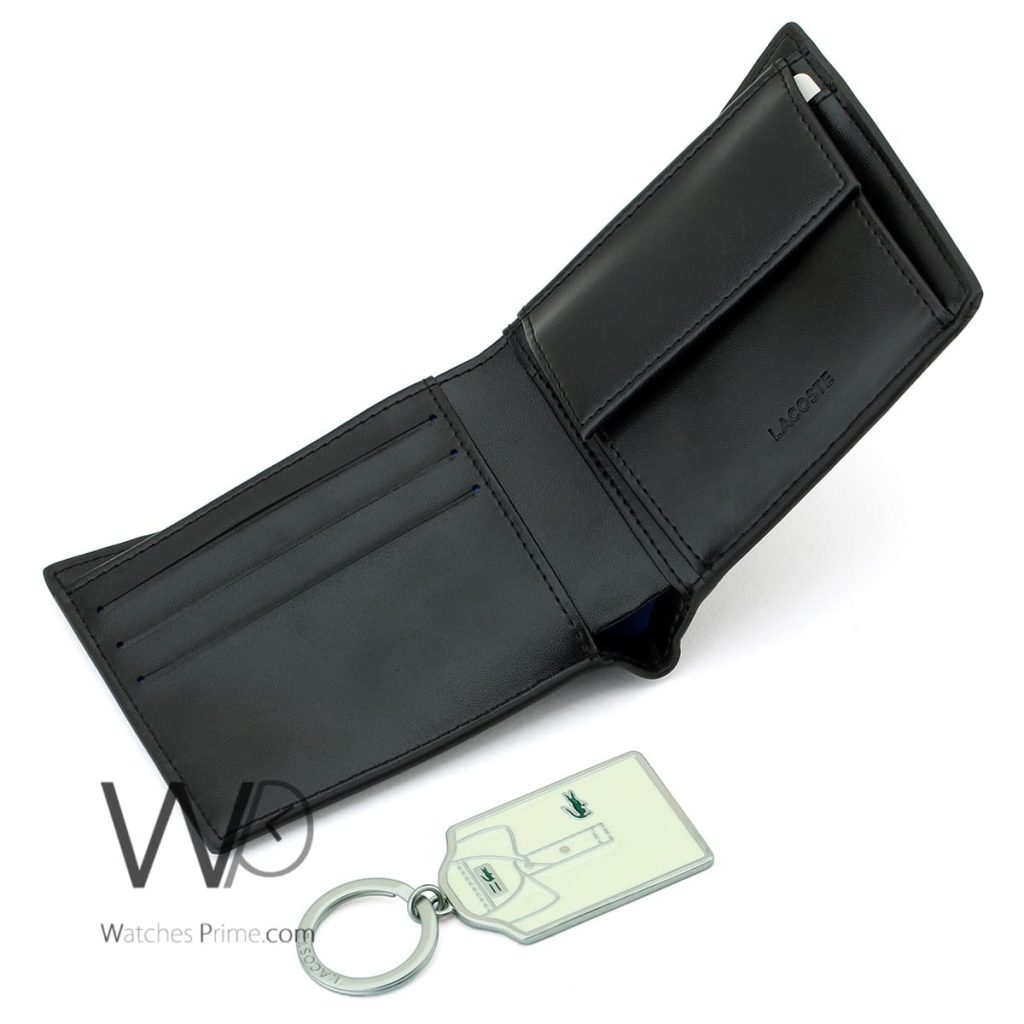 Lacoste black wallet and keychain for men | Watches Prime