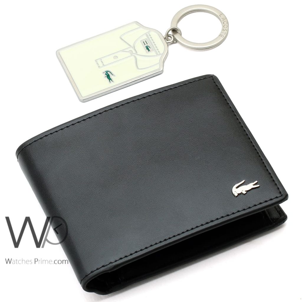 Lacoste black wallet and keychain for men | Watches Prime