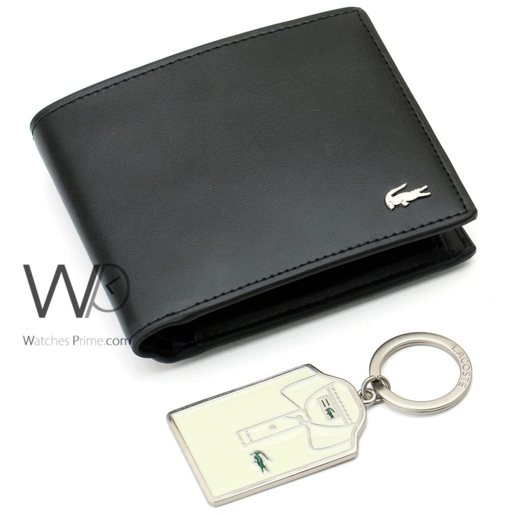 Lacoste black wallet and keychain for men | Watches Prime