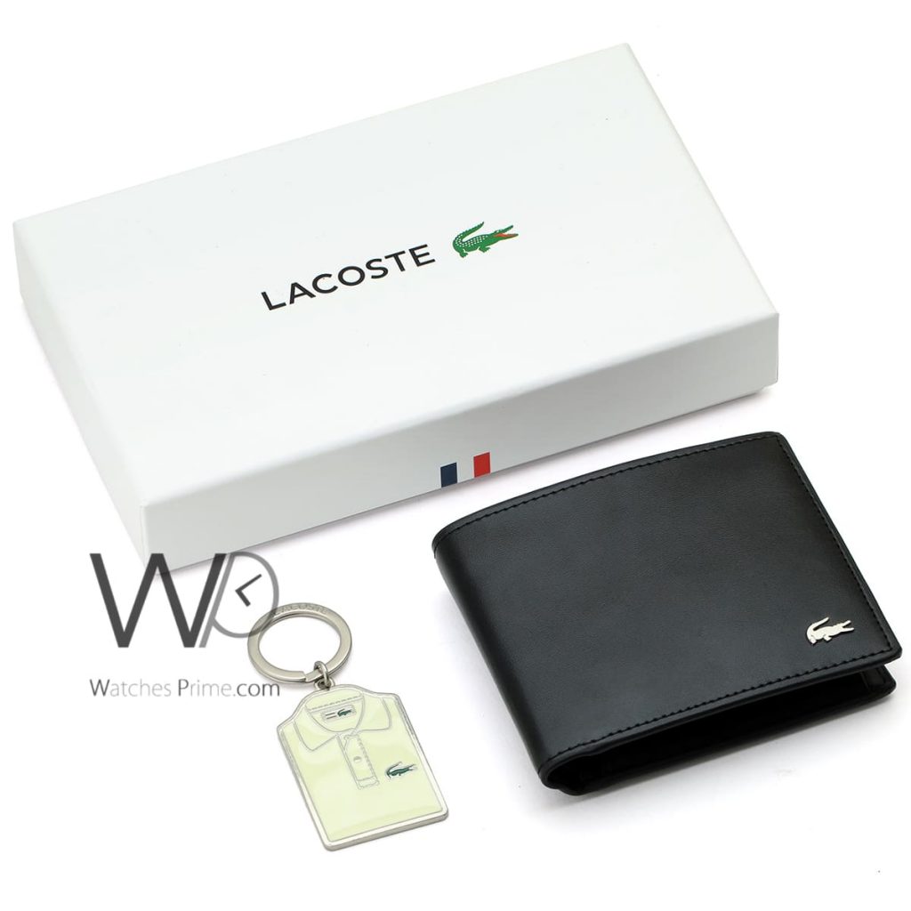 Lacoste black wallet and keychain for men | Watches Prime
