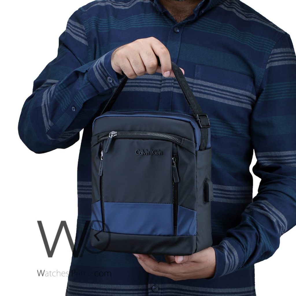 Calvin Klein Black and Blue Messenger Bag | Watches Prime