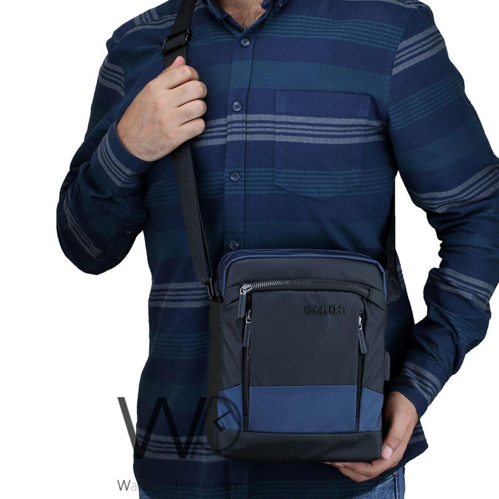Calvin Klein Black and Blue Messenger Bag | Watches Prime