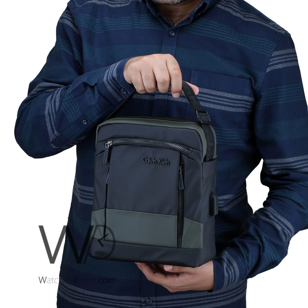 Calvin Klein Black and Green Messenger Bag | Watches Prime
