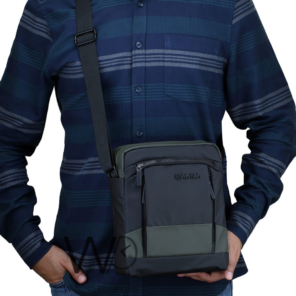 Calvin Klein Black and Green Messenger Bag | Watches Prime