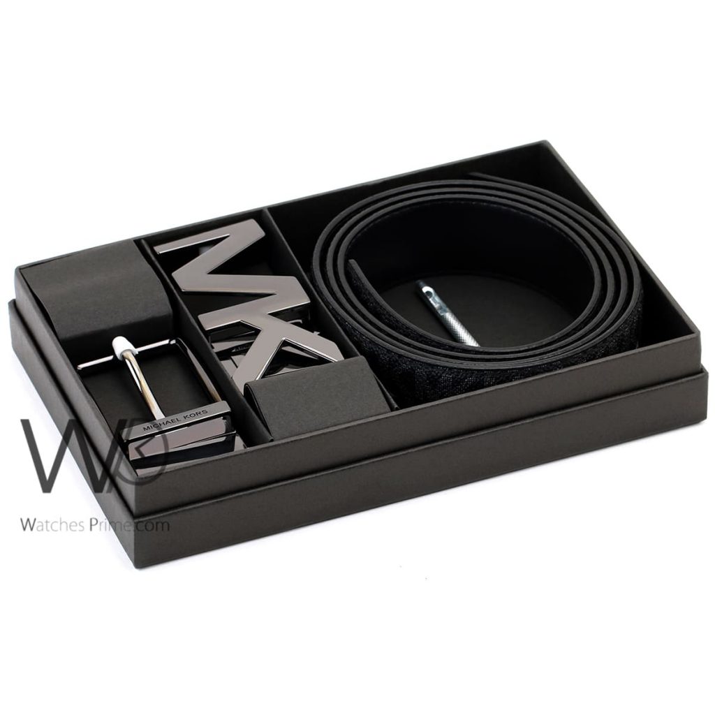 Michael Kors Reversible Black Belt 2 Buckles | Watches Prime