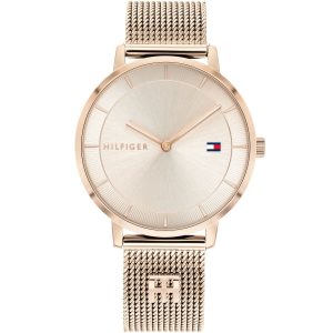 1782287 tommy hilfiger watch women rose gold dial stainless steel metal mesh strap quartz analog two hand tea
