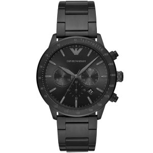 Ar11242 emporio armani watch men black dial stainless steel metal strap quartz analog chronograph mario
