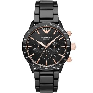 Ar70002 emporio armani watch men black dial stainless steel metal strap quartz analog chronograph mario