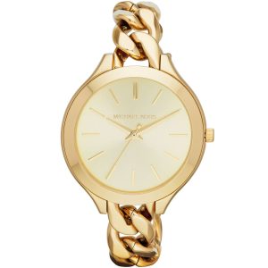 Mk3222 michael kors watch women gold dial stainless steel metal golden strap quartz analog three hand runway