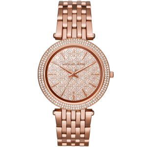 Mk3399 michael kors watch women rose gold dial stainless steel metal strap quartz analog three hand darci