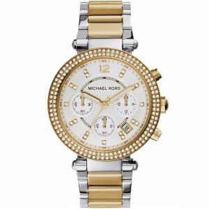 Mk5626 michael kors watch women silver dial stainless steel metal gold two tone strap quartz analog chronograph parker