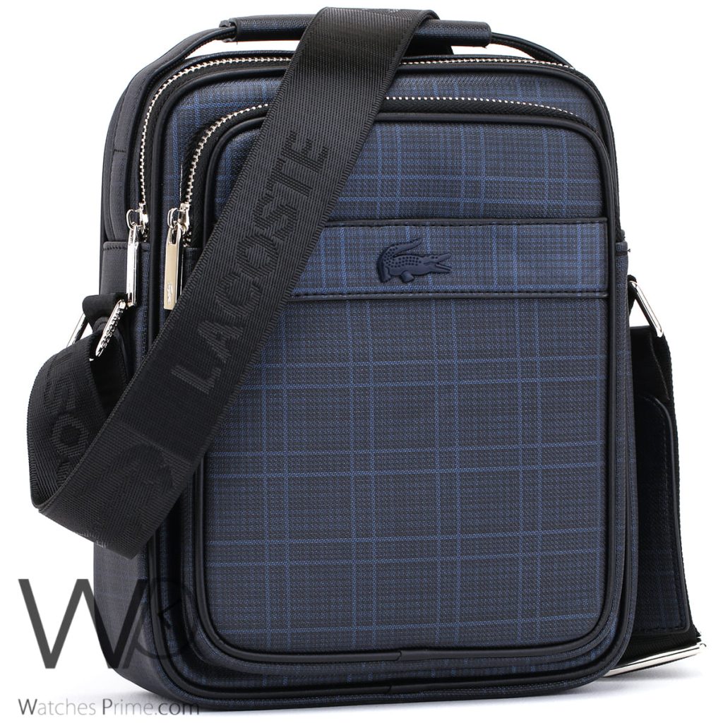 Lacoste blue leather Crossbody bag for men | Watches Prime