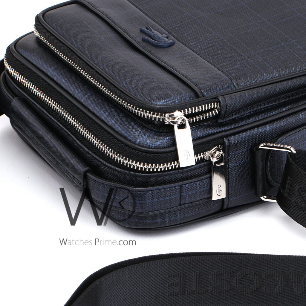 Lacoste blue leather Crossbody bag for men | Watches Prime
