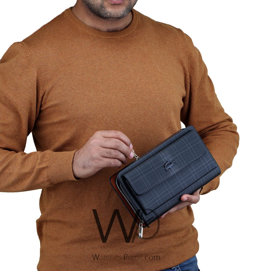 Lacoste black leather Handbag for men | Watches Prime