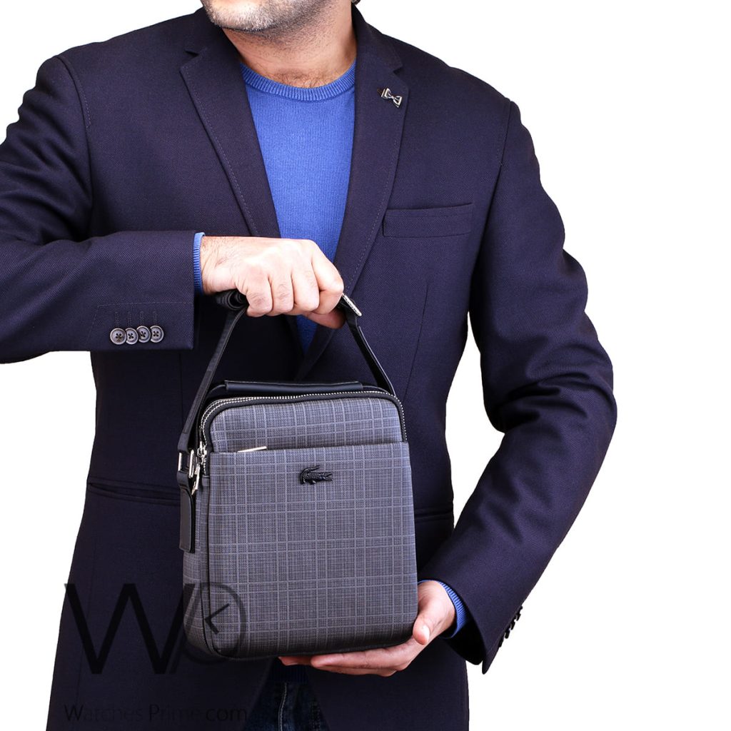 Lacoste black leather Crossbody bag for men | Watches Prime