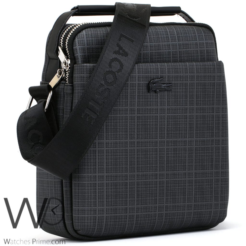 Lacoste black leather Crossbody bag for men | Watches Prime