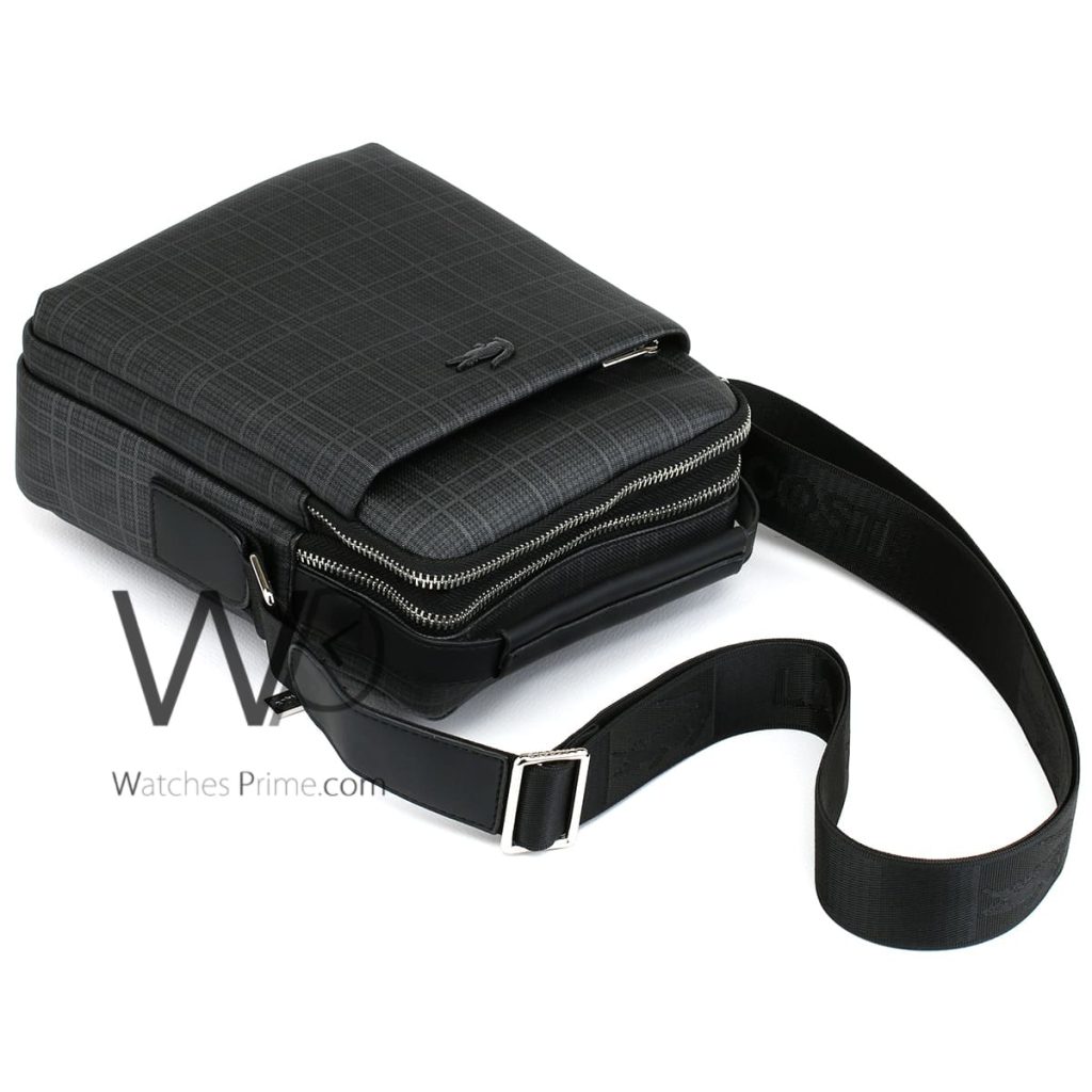 Lacoste black leather Crossbody bag for men | Watches Prime