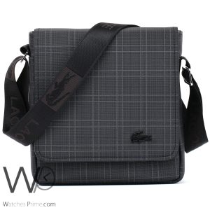 Lacoste leather grey Crossbody Bag for men | Watches Prime