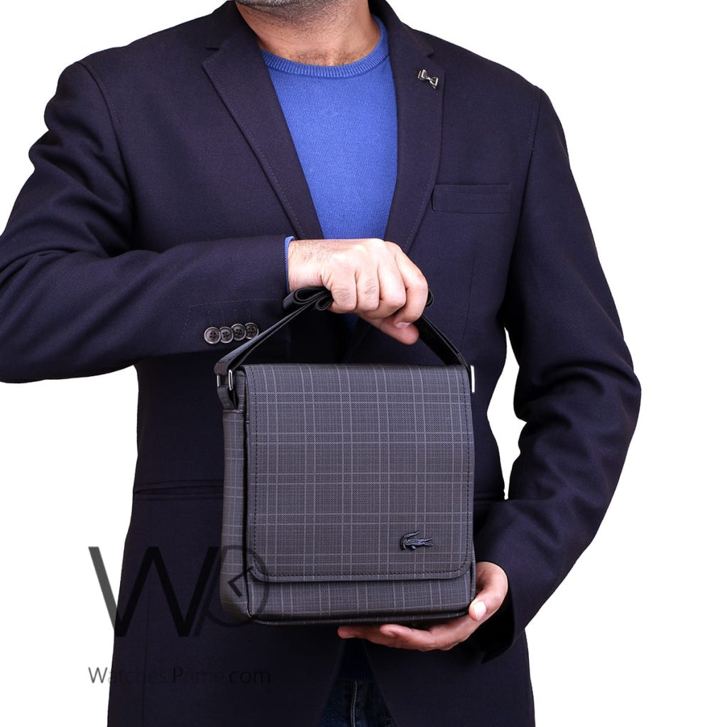 Lacoste leather black Messenger flap bag men | Watches Prime