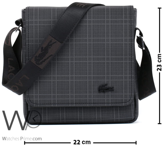 Lacoste leather black Messenger flap bag men | Watches Prime
