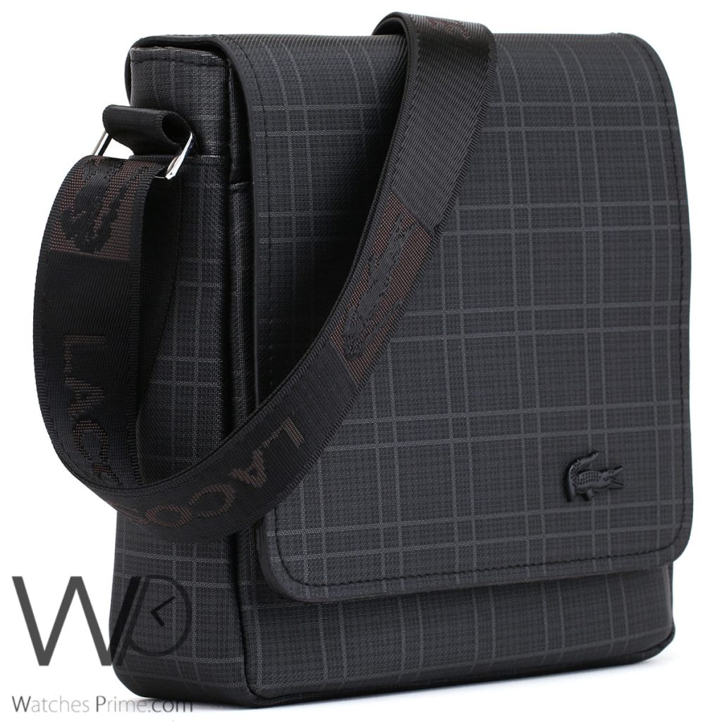 Lacoste leather black Messenger flap bag men | Watches Prime