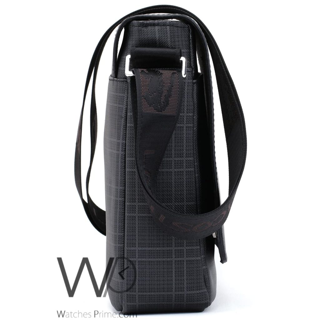 Lacoste leather black Messenger flap bag men | Watches Prime
